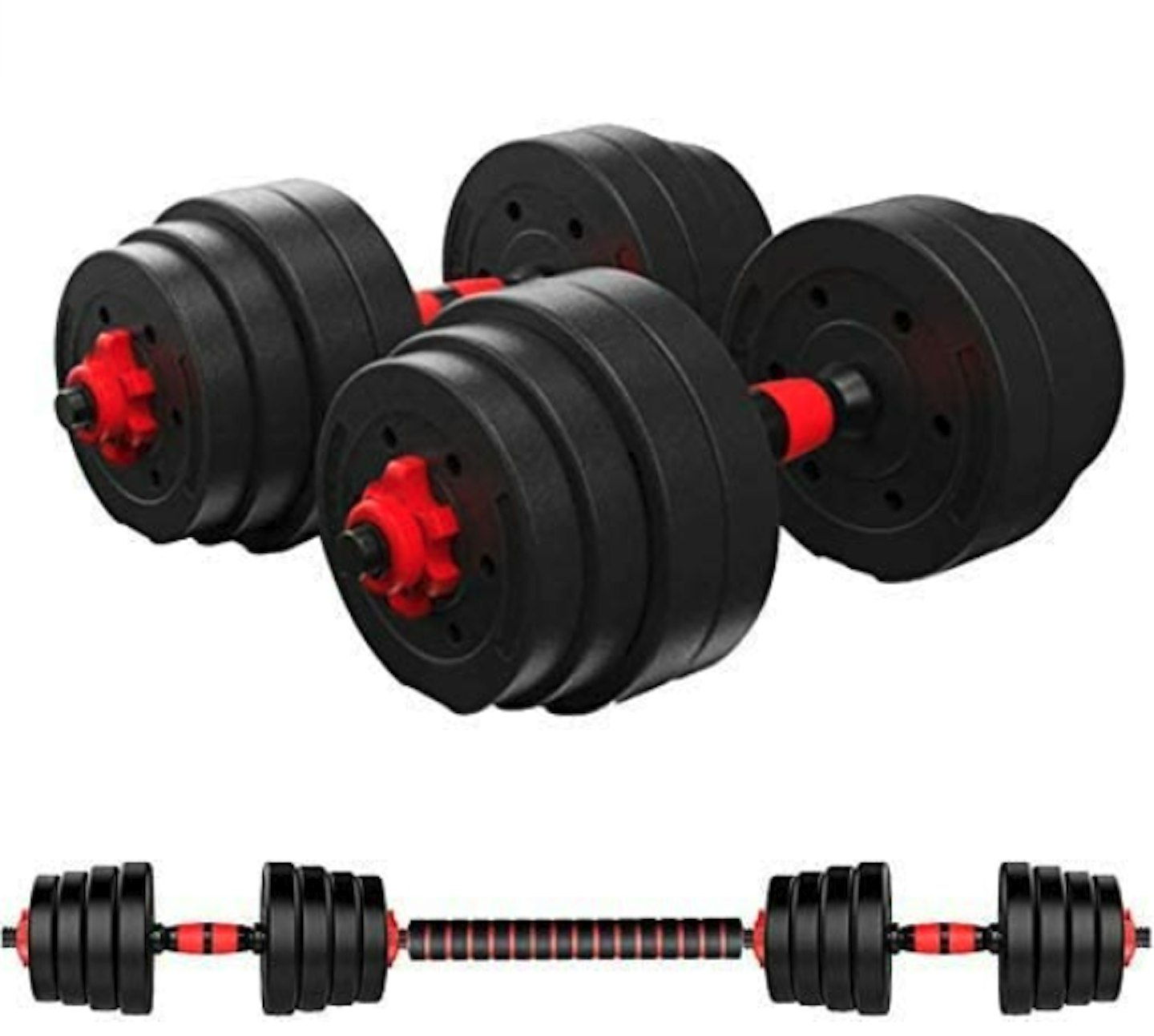 Opti 15kg 7 piece circular vinyl fixed dumbbell set with storage tree deals